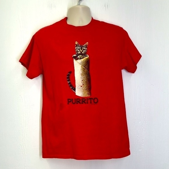 FSD - Cat In A Burrito Called Purrito Graphic Short Sleeve T Shirt Size Medium - Picture 2 of 9